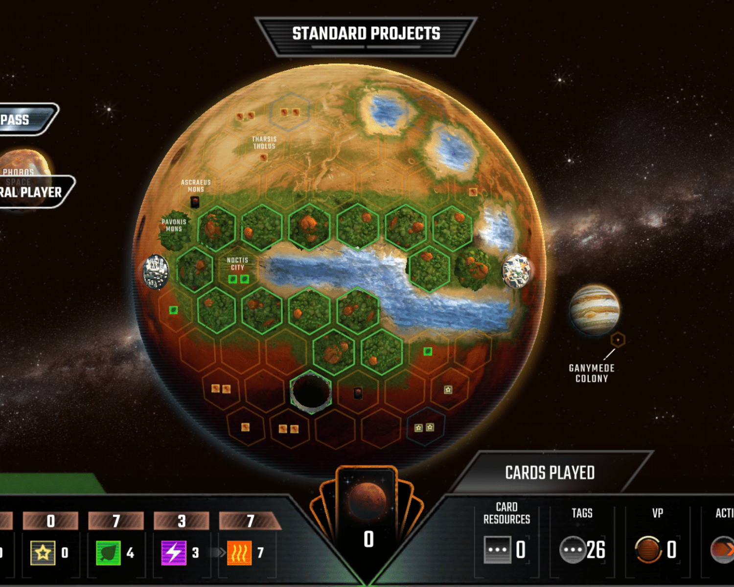 Capture d'écran du jeu vidéo Terraforming Mars de Lucky Hammers